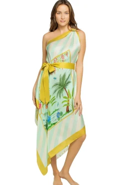 Asymmetrical Multi-Way Scarf Midi Dress