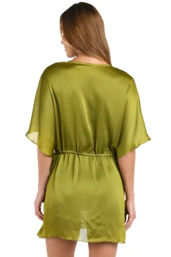 Crinkle V-Neck Tunic Cover Up