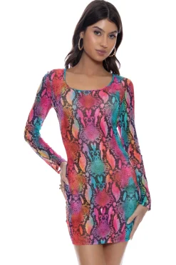 Electric Skin Long Sleeve Mini Dress