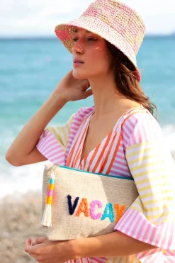 Embroidered Canvas Vacay Pouch