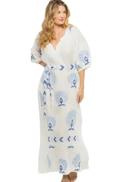 Embroidered Puff Sleeve Maxi Dress