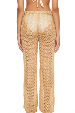 Golden Metallic Crochet Pants