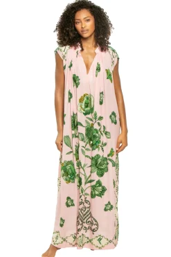Hand Beaded Blooming Peonies Maxi Dress