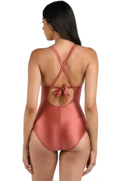 High Neck Keyhole One Piece Swimsuit