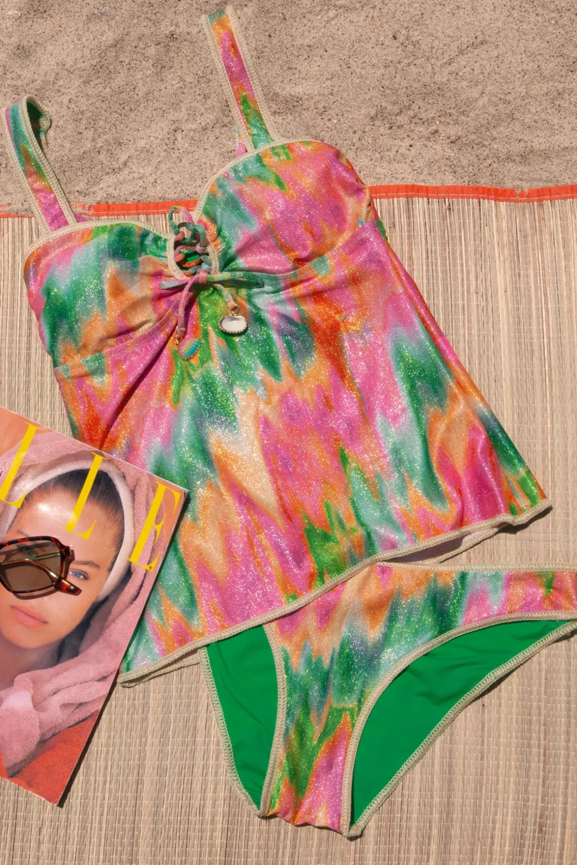 Kylam Lace-Up Tankini Top