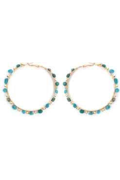 Large Stone Hoop Earrings