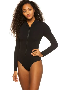 Long Sleeve Scallop One Piece