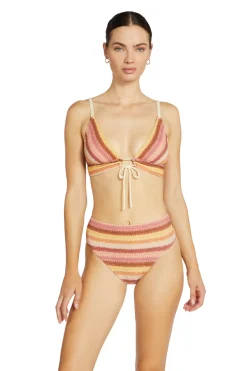 Lyra Striped Over The Shoulder Bikini Top