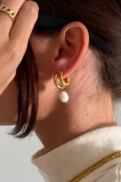 Melrose Mini Hoop Pearl Earring