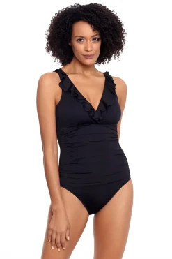 Ruffle Over The Shoulder One Piece Swimsuit