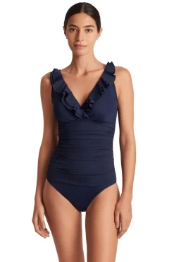 Ruffle Over The Shoulder One Piece Swimsuit