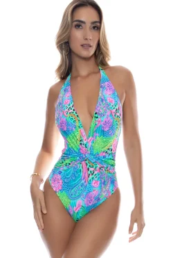 Seaglass Fantasy Plunge One Piece Swimsuit