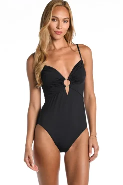 Shirred One Piece Swimsuit