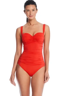 Shirred Underwire One Piece Swimsuit