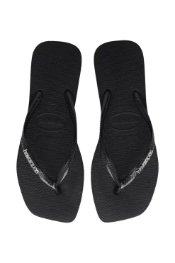 Square Metallic Flip Flops