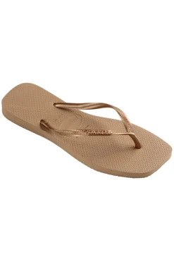 Square Metallic Flip Flops