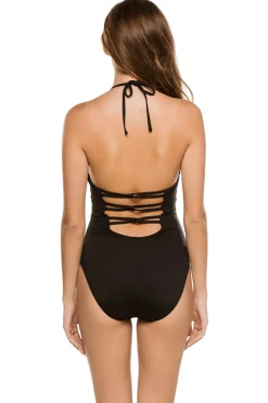 Strappy Halter One Piece Swimsuit