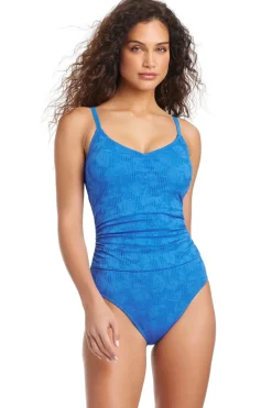 Textured One Piece Swimsuit