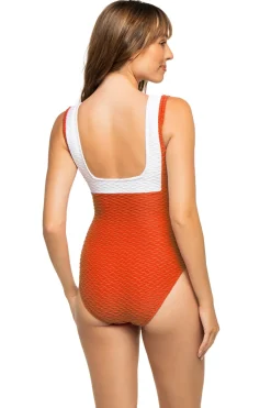 Textured One Piece Swimsuit