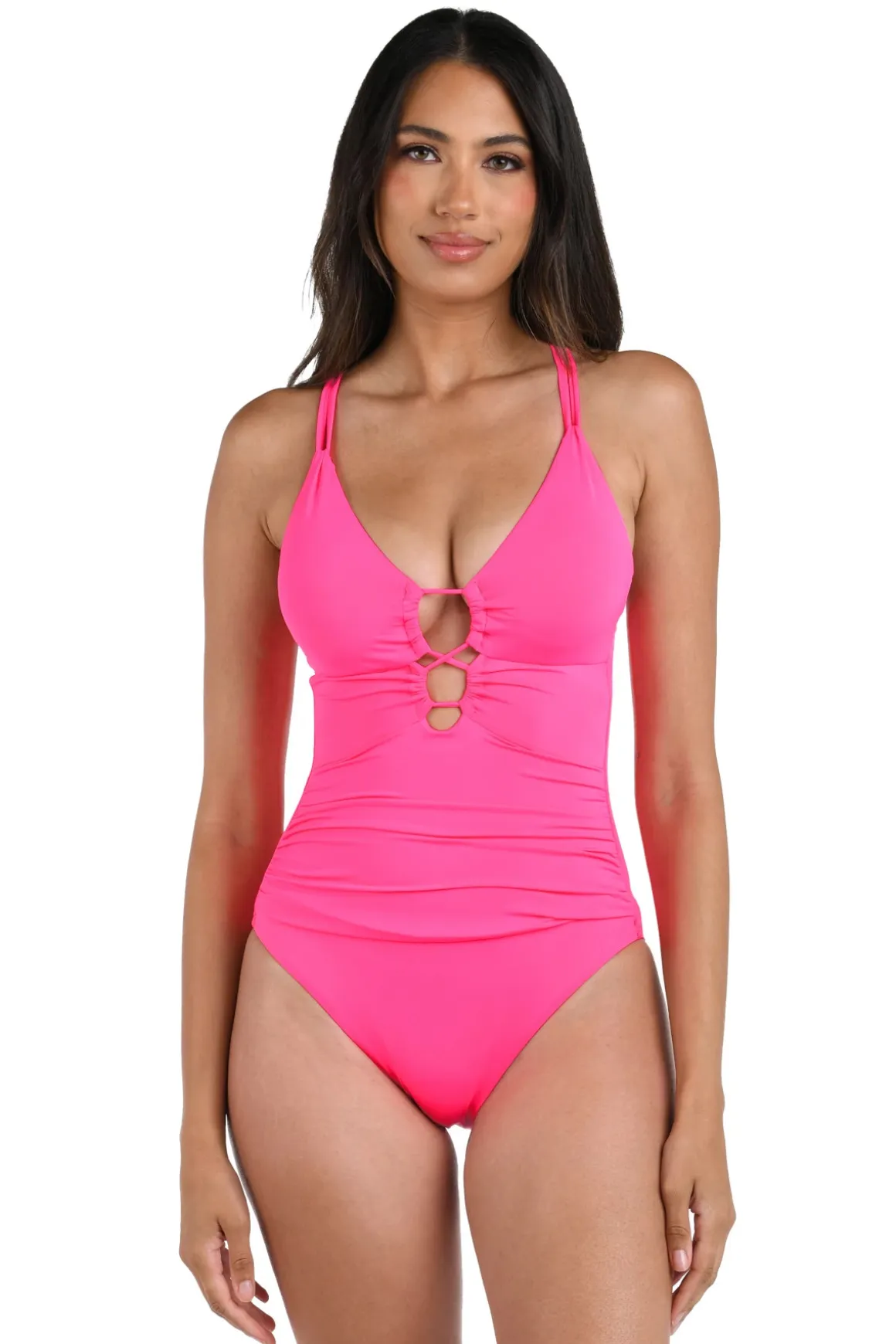 Underwire Lace Up One Piece Swimsuit