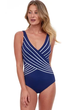 V-Neck Surplice One Piece Swimsuit