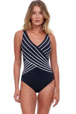 V-Neck Surplice One Piece Swimsuit